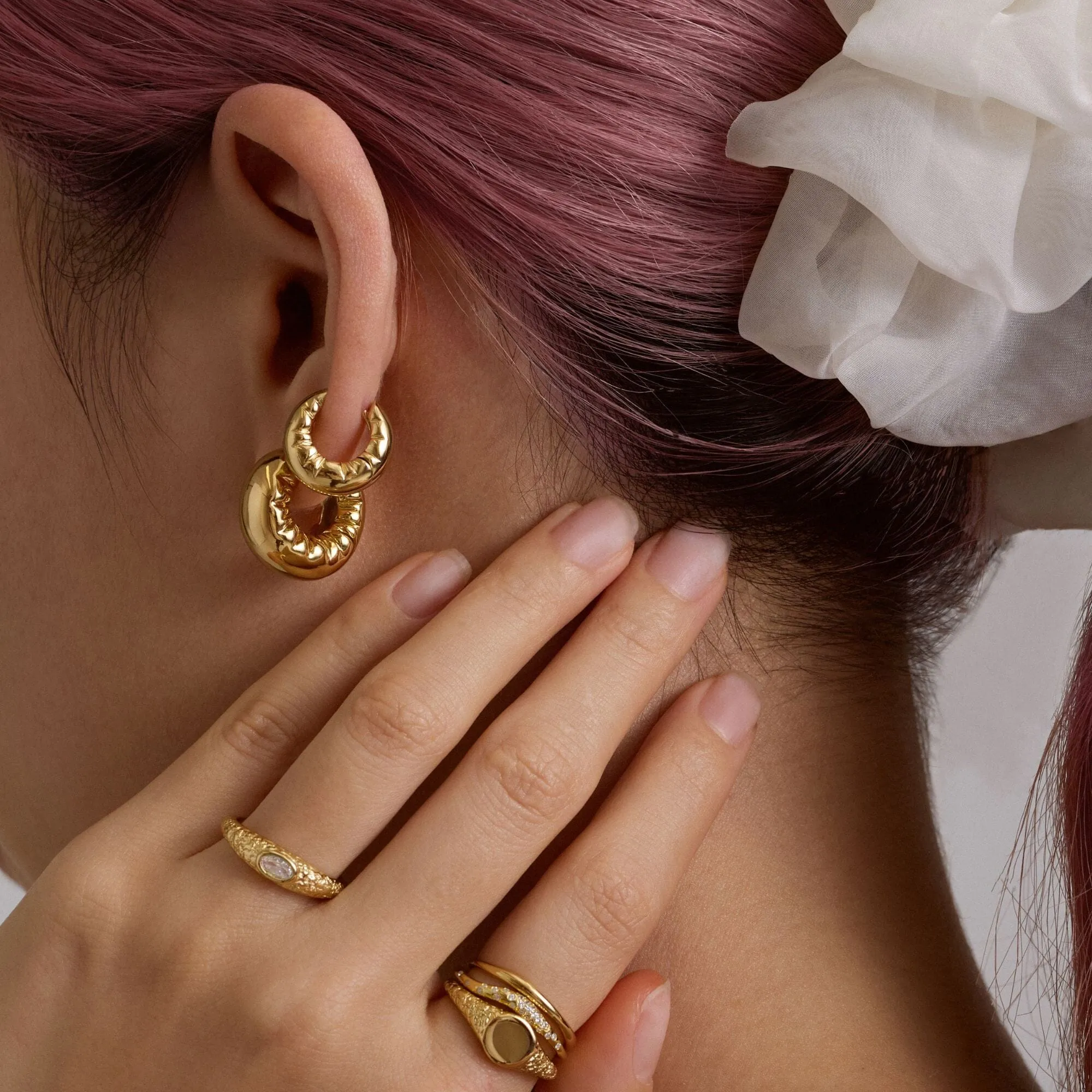 Kenny small puffy helium hoop earrings sold by Adornmonde product image thumbnail 2