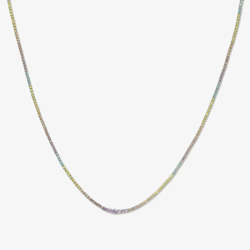 Hanley rainbow tennis necklace made by Adornmonde