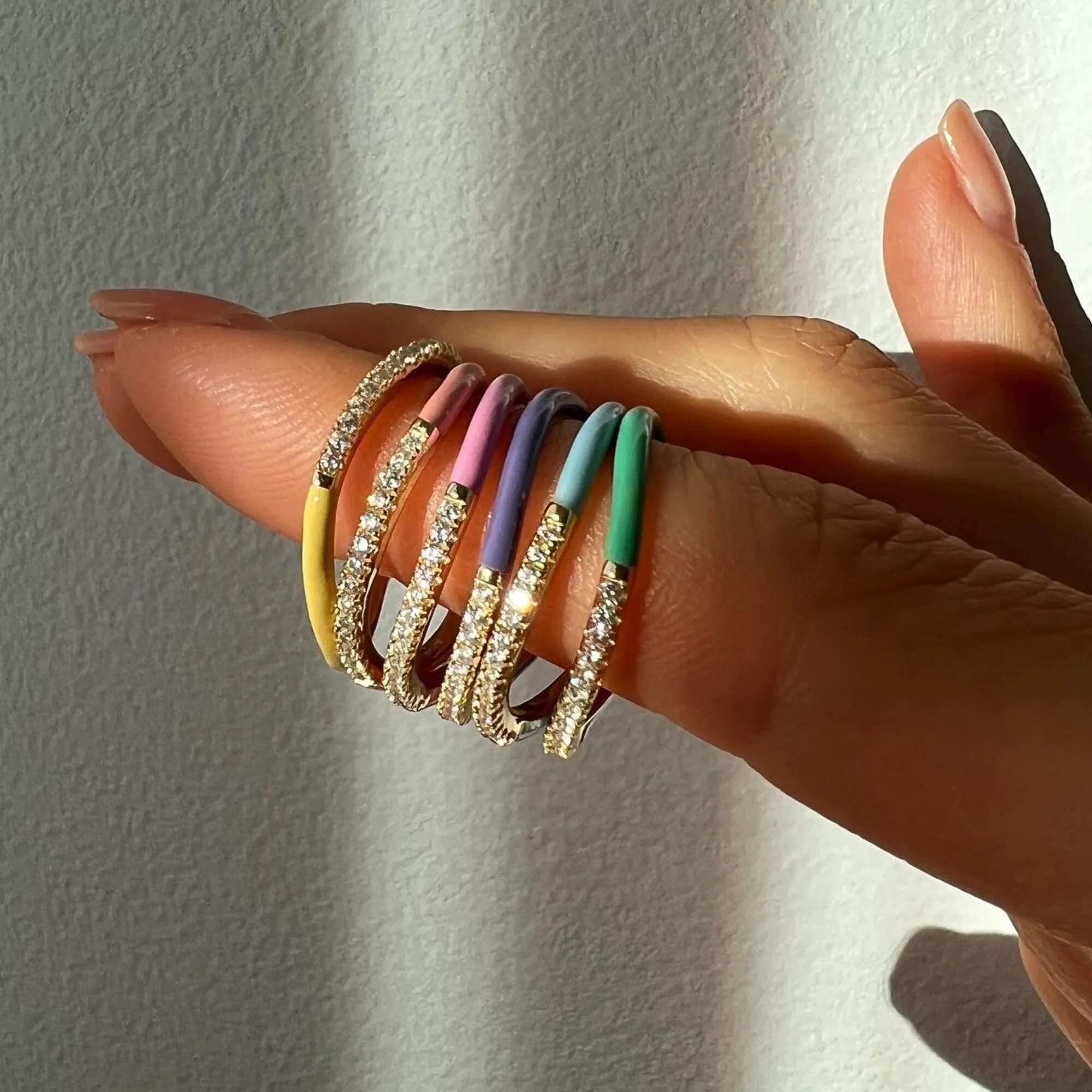 Egor enamel 6-piece ring set sold by Adornmonde product image thumbnail 2