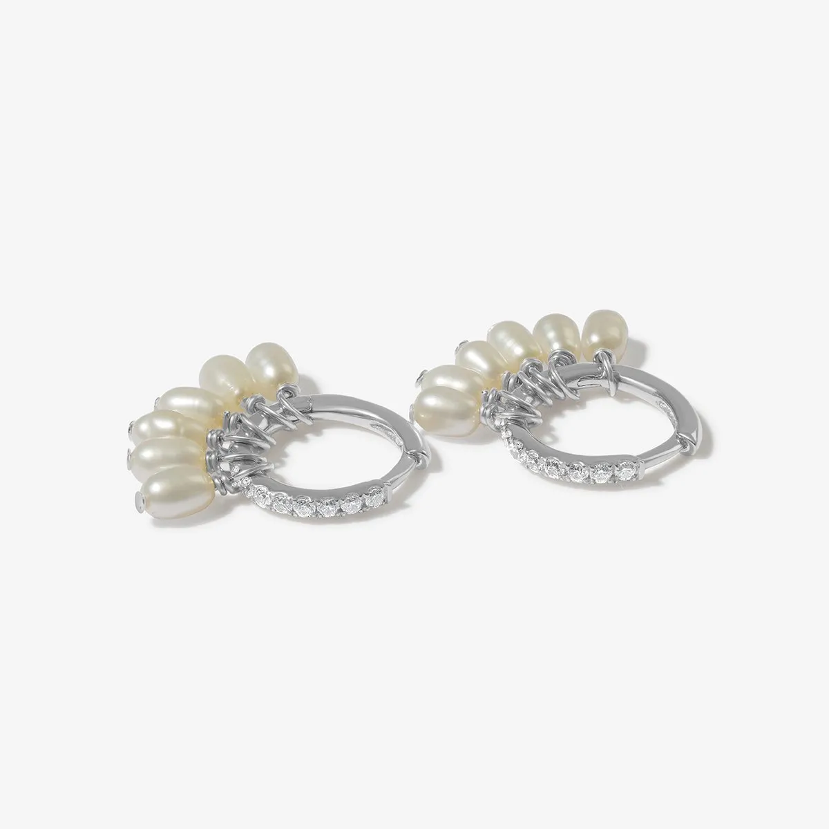 Kalel pearl huggie earrings sold by Adornmonde product image thumbnail 5