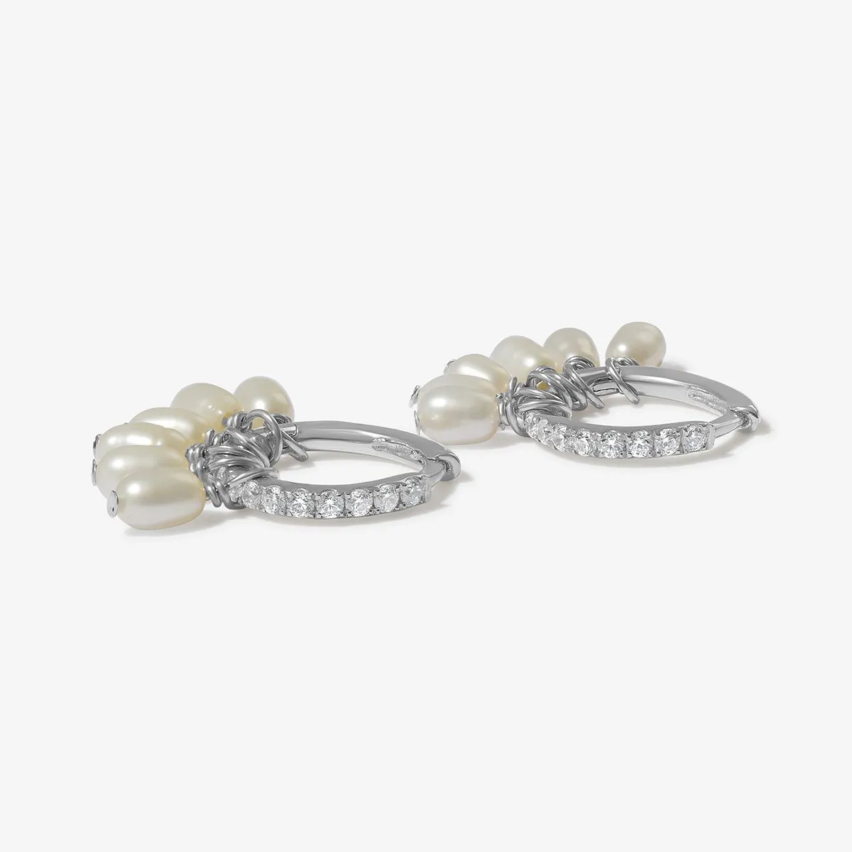 Kalel pearl huggie earrings sold by Adornmonde product image thumbnail 4