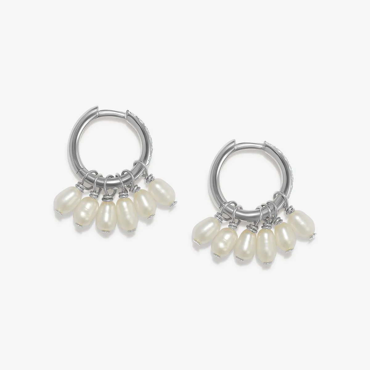 Kalel pearl huggie earrings sold by Adornmonde product image thumbnail 3