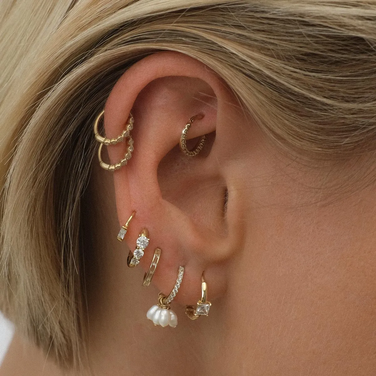 Kalel pearl huggie earrings sold by Adornmonde product image thumbnail 2
