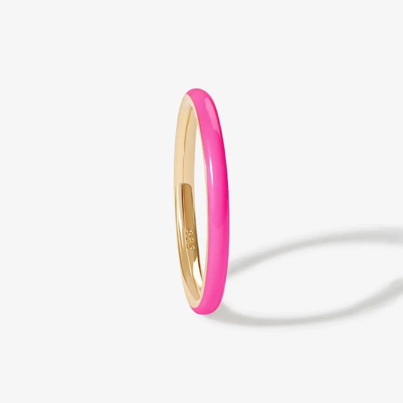 Ride neon pink enamel ring sold by Adornmonde