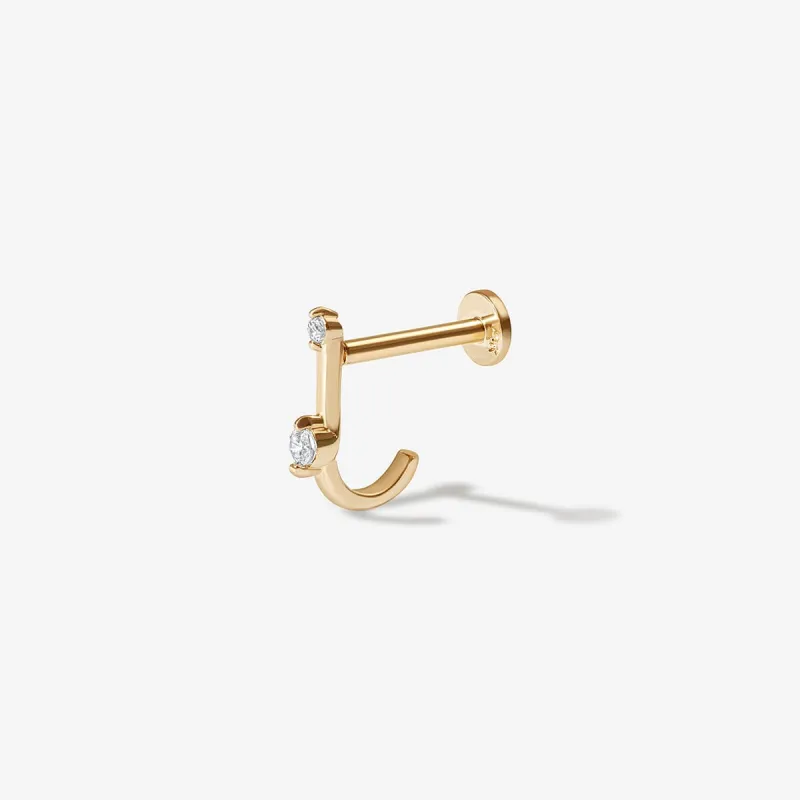 Hoffman diamond J piercing sold by Adornmonde