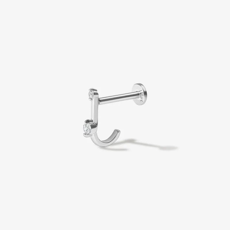Hoffman diamond J piercing sold by Adornmonde