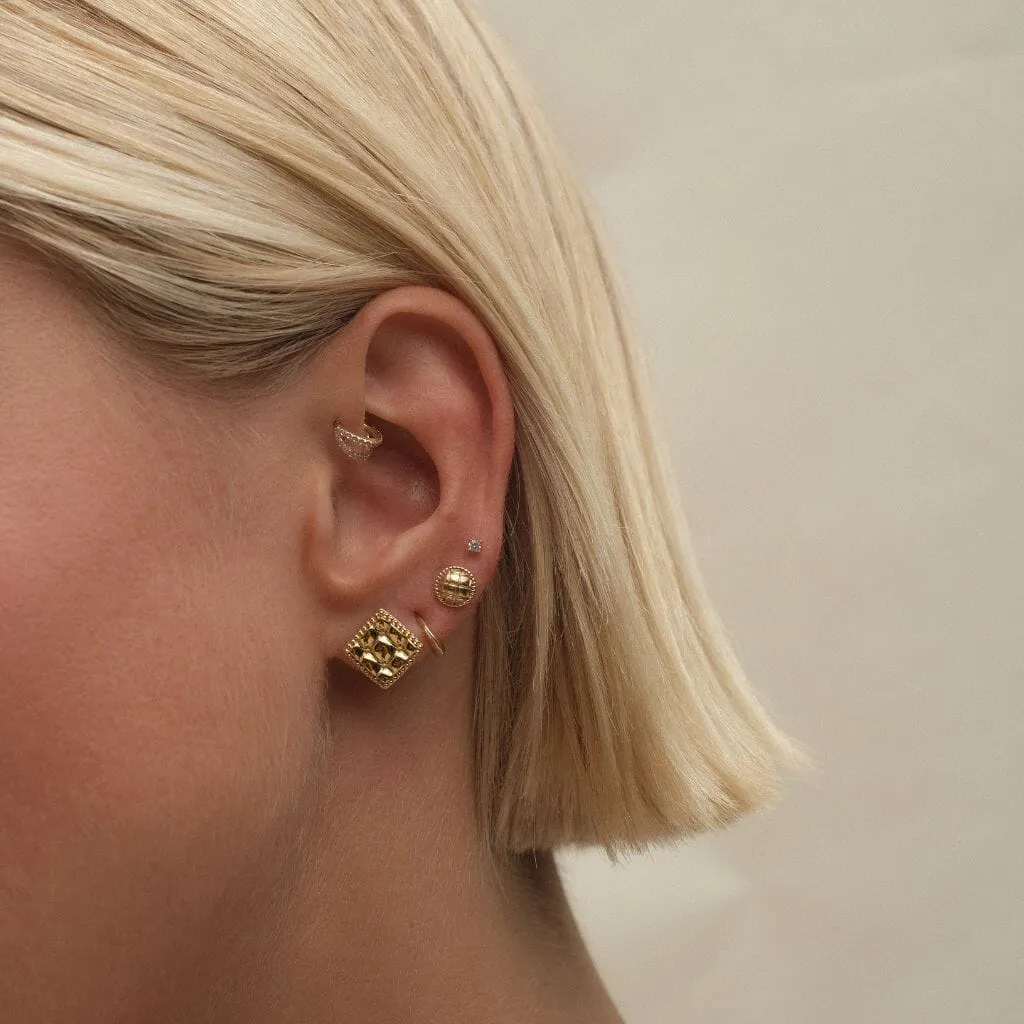 Tony diamond quilted huggie earrings sold by Adornmonde product image thumbnail 2