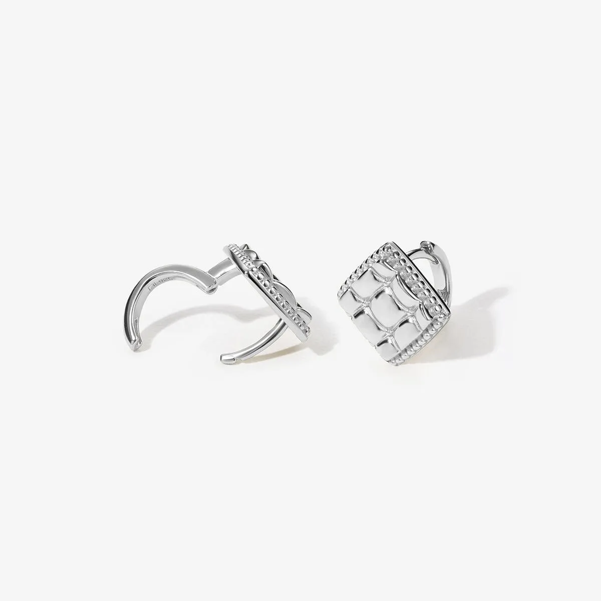 Tony diamond quilted huggie earrings sold by Adornmonde product image thumbnail 5