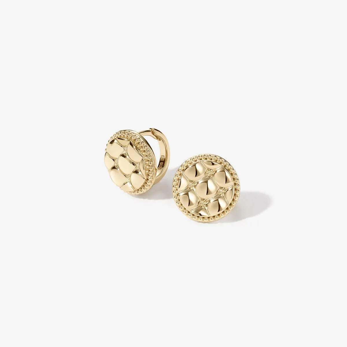 Johnnie round quilted huggie earrings sold by Adornmonde product image thumbnail 5