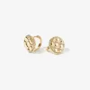 Johnnie round quilted huggie earrings sold by Adornmonde