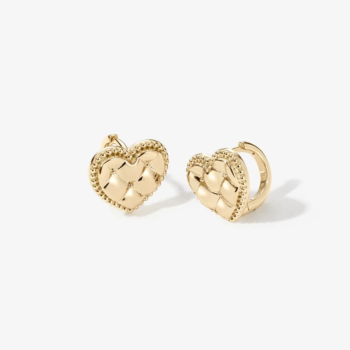 Ralph heart quilted huggie earrings sold by Adornmonde