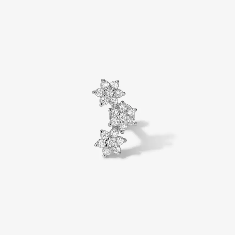 Dustin triple micro flower piercing sold by Adornmonde
