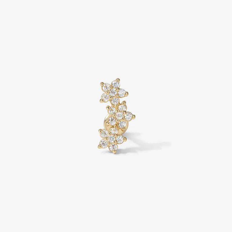 Jarrett triple micro flower piercing sold by Adornmonde
