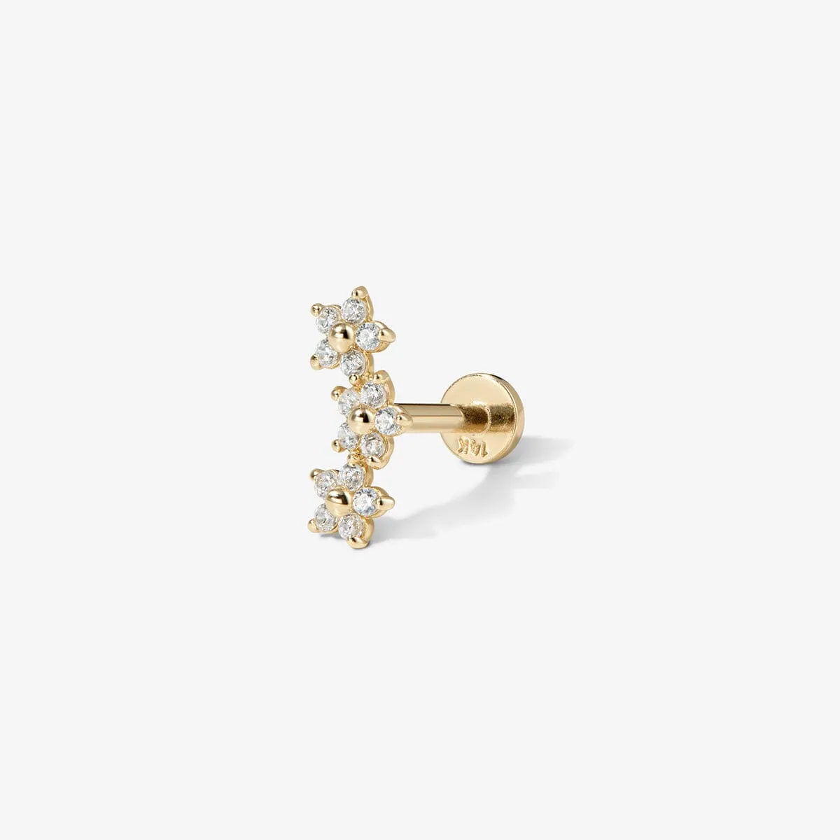 Brody triple micro flower piercing sold by Adornmonde