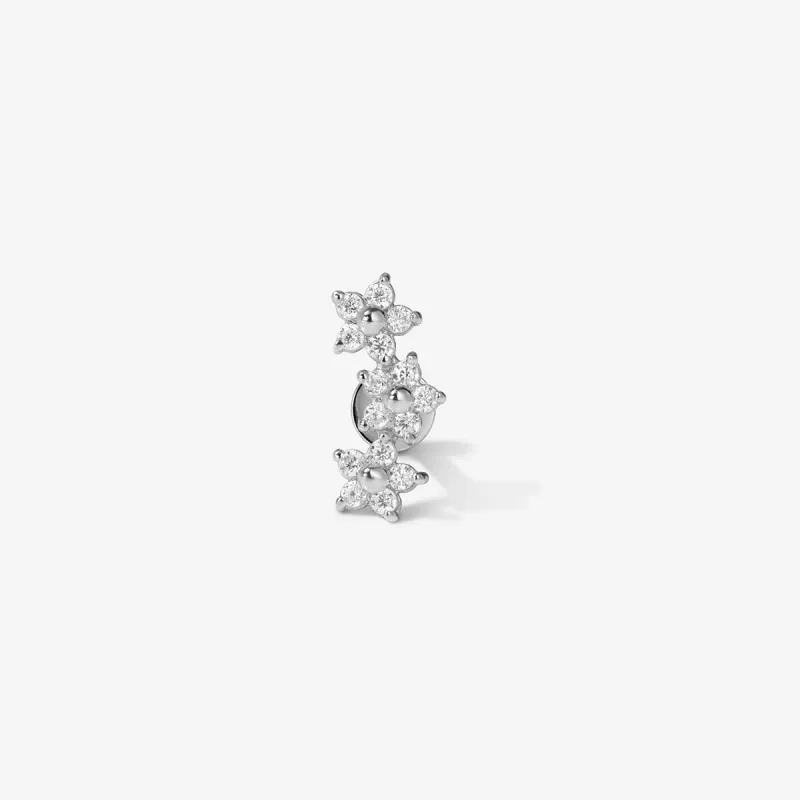 Brody triple micro flower piercing sold by Adornmonde