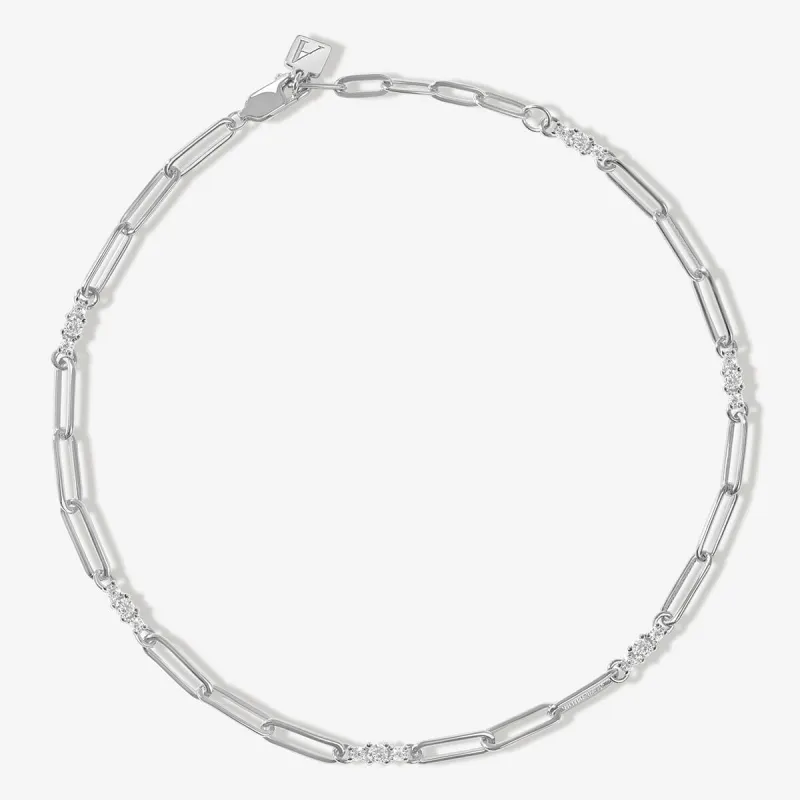 Rojas triple link paperclip chain anklet sold by Adornmonde