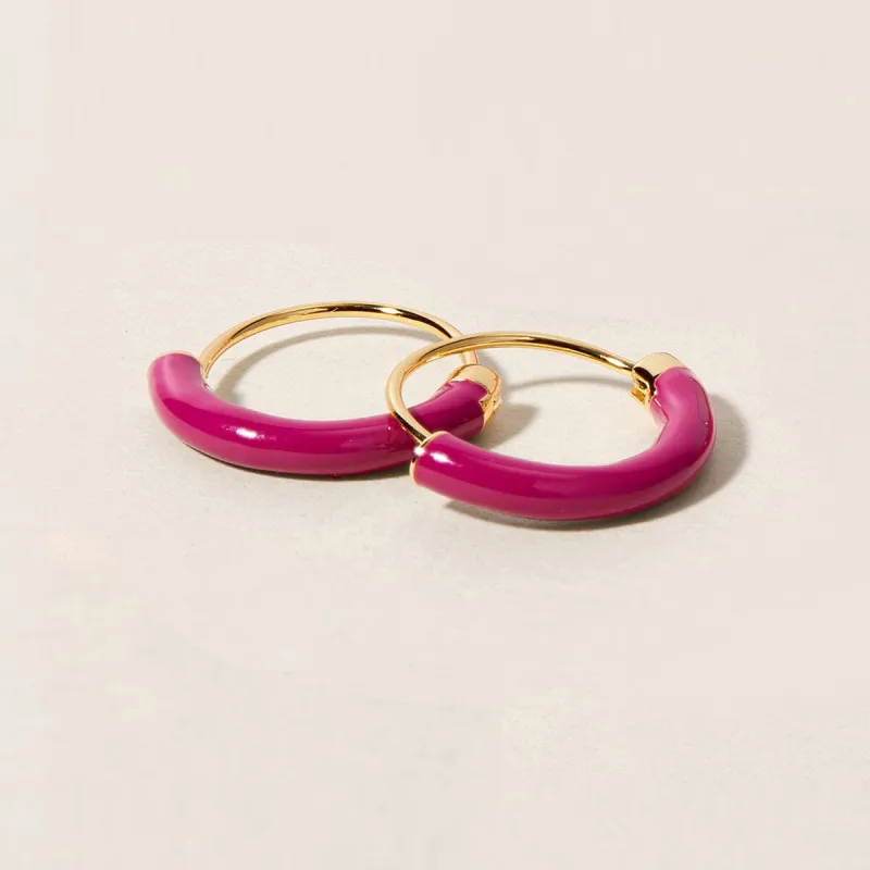 Saz neon purple mini hoops sold by Adornmonde
