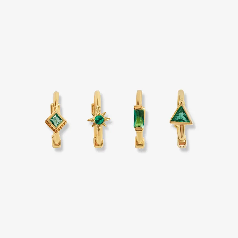 Becca emerald huggie set sold by Adornmonde