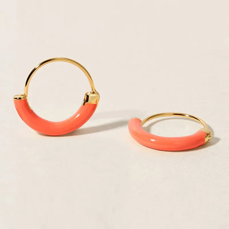 Saz neon peach mini hoops sold by Adornmonde