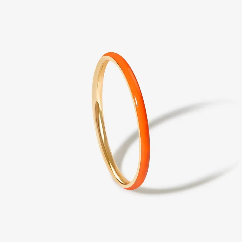 Oburu neon orange enamel ring sold by Adornmonde