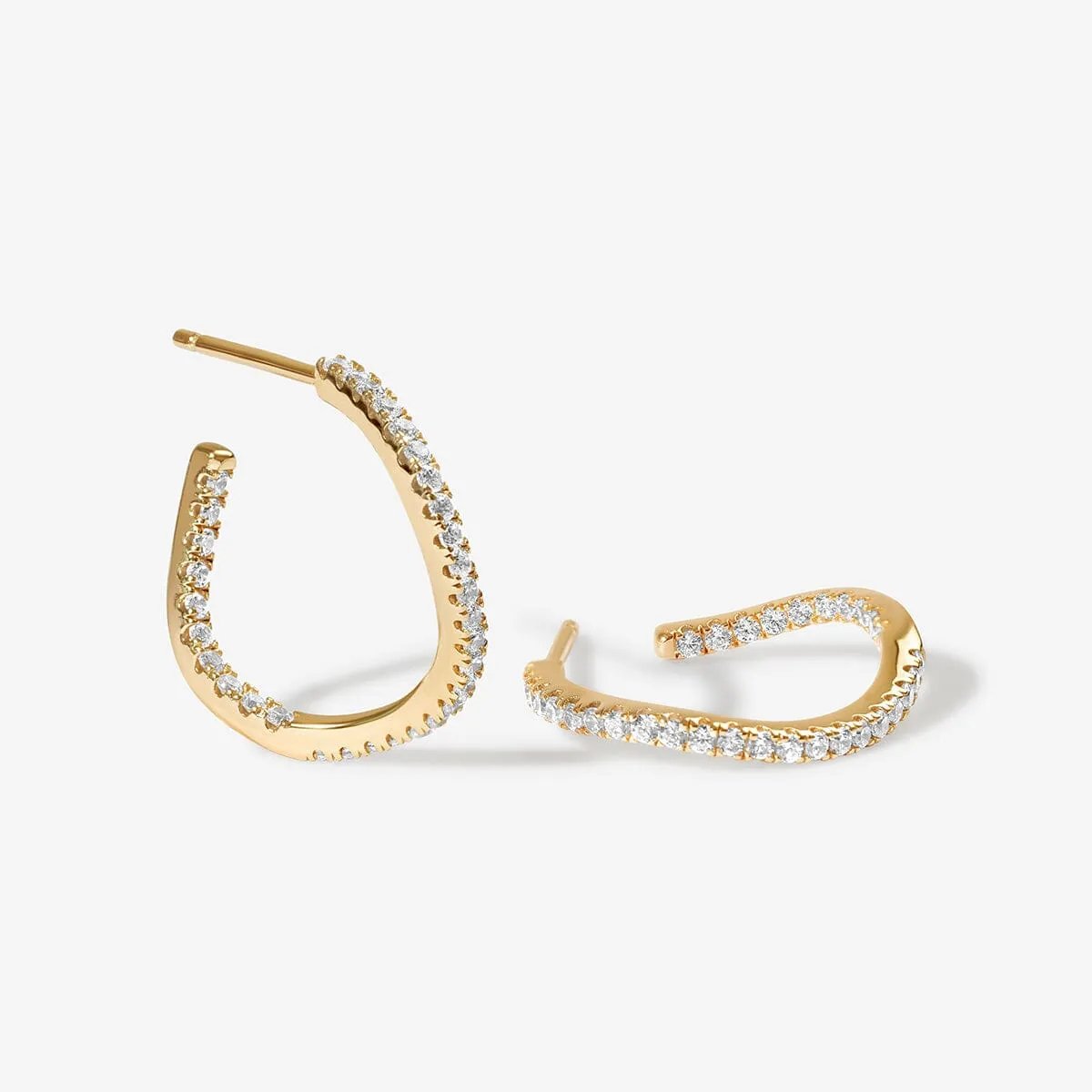 Kaelin wave mini hoop earrings sold by Adornmonde