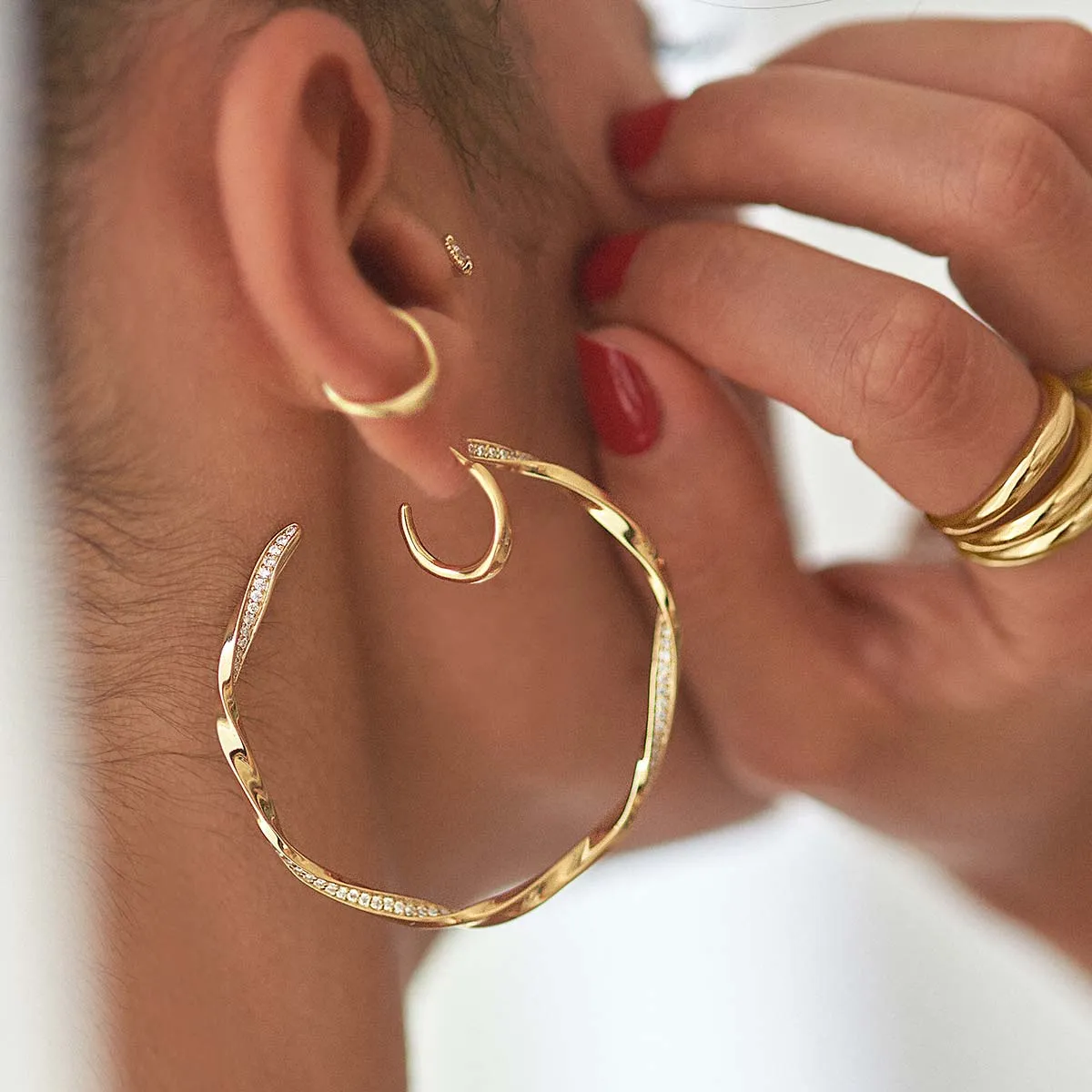 Hacket hoop earrings sold by Adornmonde product image thumbnail 2