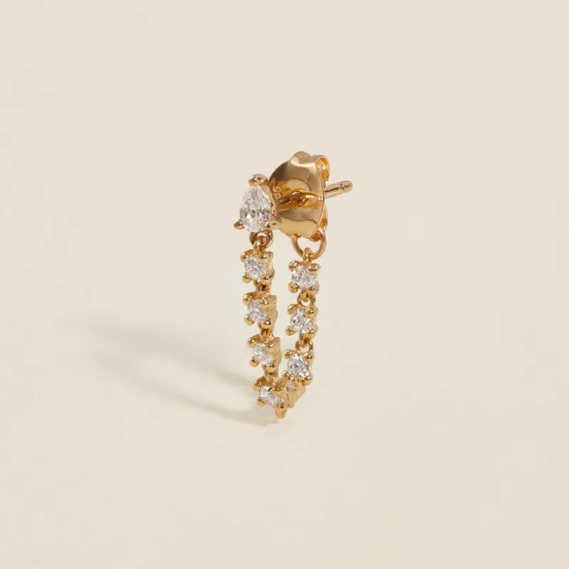 Bruno crystal chain hoop earring sold by Adornmonde