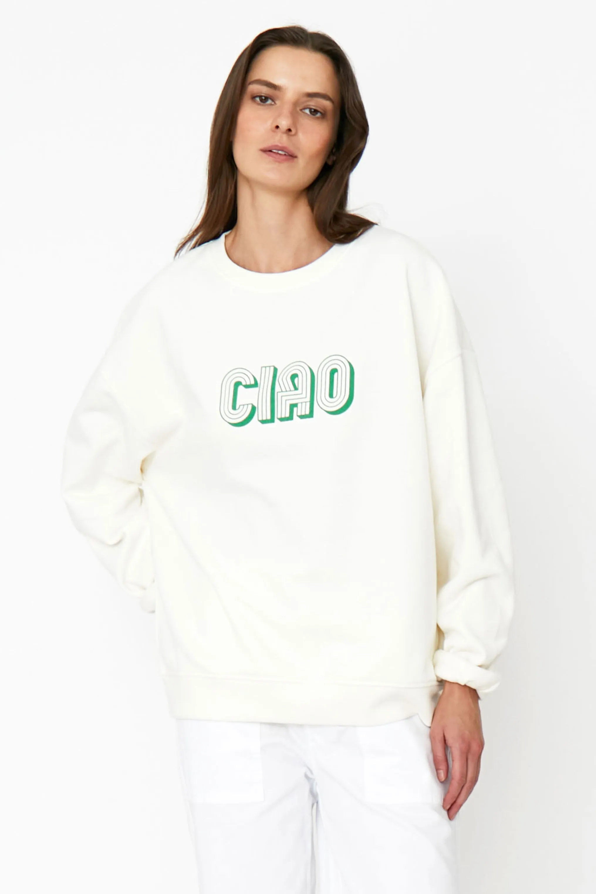 The Oversized CIAO Sweatshirt - Cream sold by Kule product image thumbnail 2