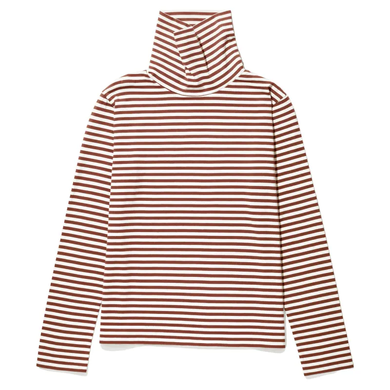 The Turtleneck - Cream/Walnut Mini Stripe sold by Kule