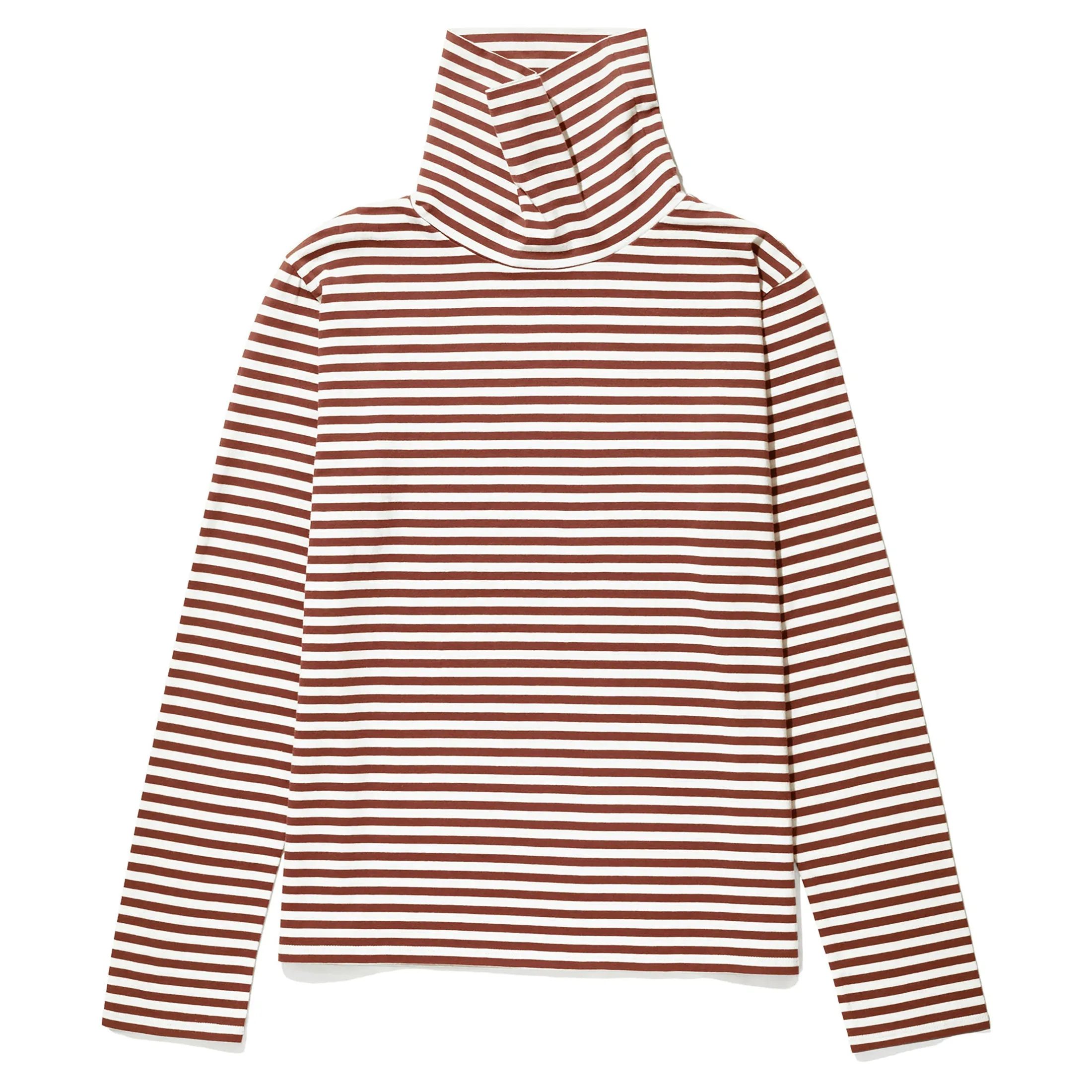 The Turtleneck - Cream/Walnut Mini Stripe sold by Kule