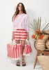 The All Over Striped Medium Tote - Pink/Poppy sold by Kule