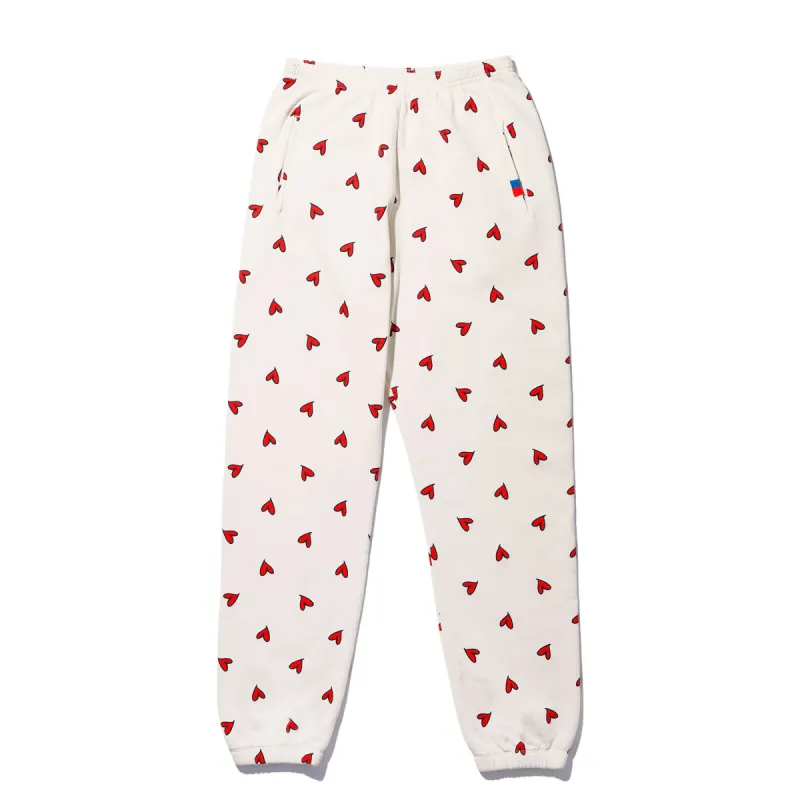 The All Over Heart Sweatpants - Cream/Red sold by Kule