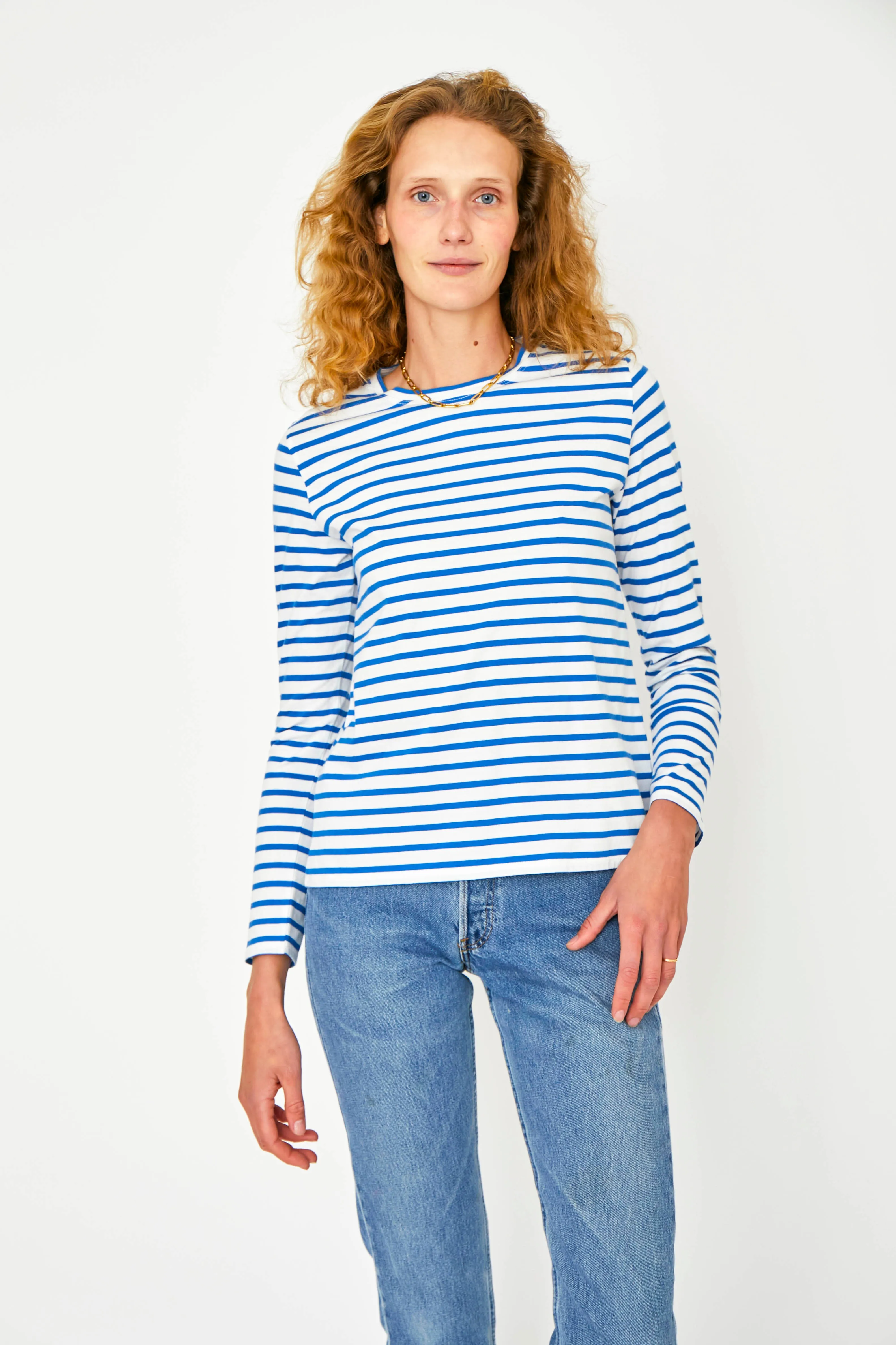 The Striped Modern Long - White/Royal Blue sold by Kule product image thumbnail 3