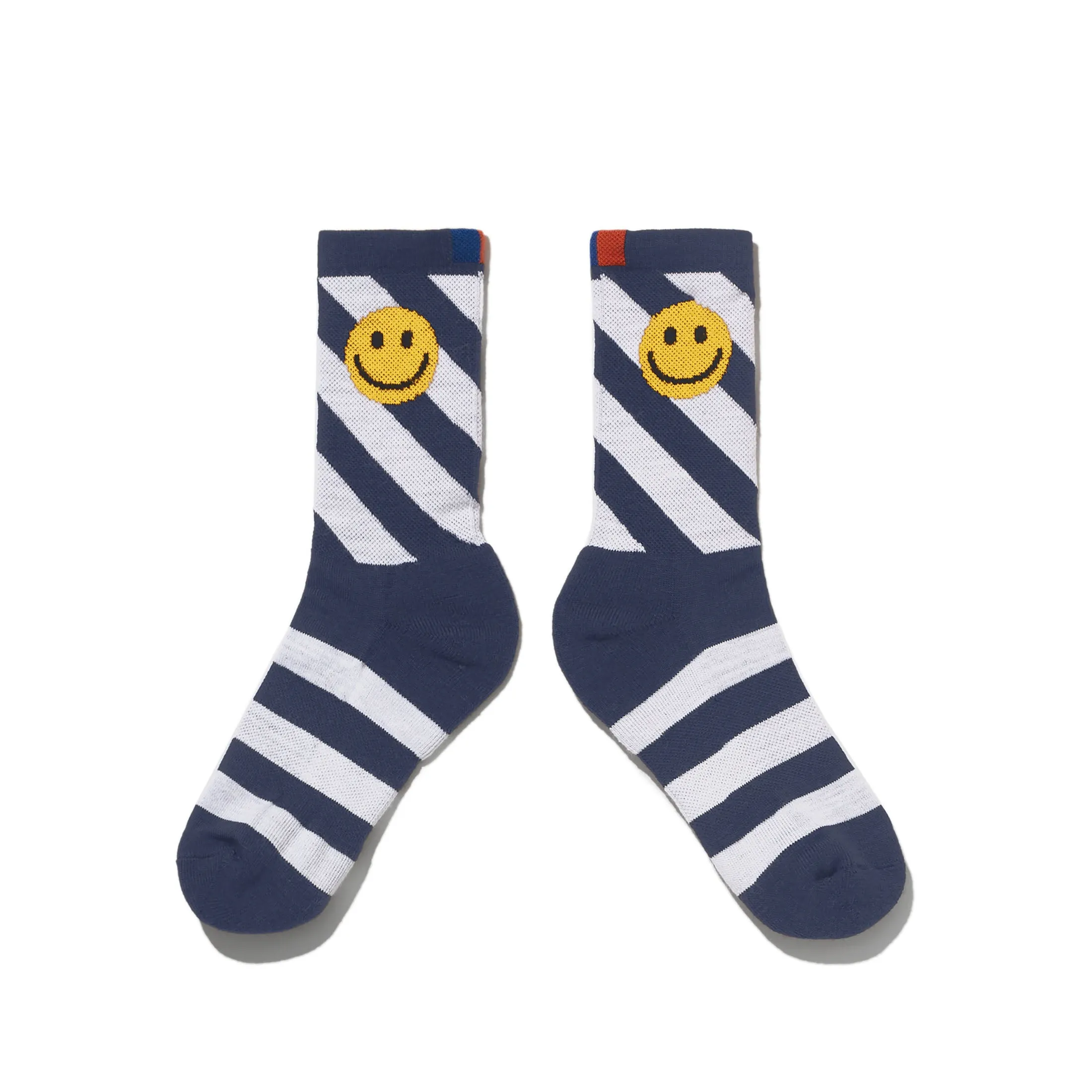 The Women's Diagonal Smile Stripe Sock - Navy/White sold by Kule