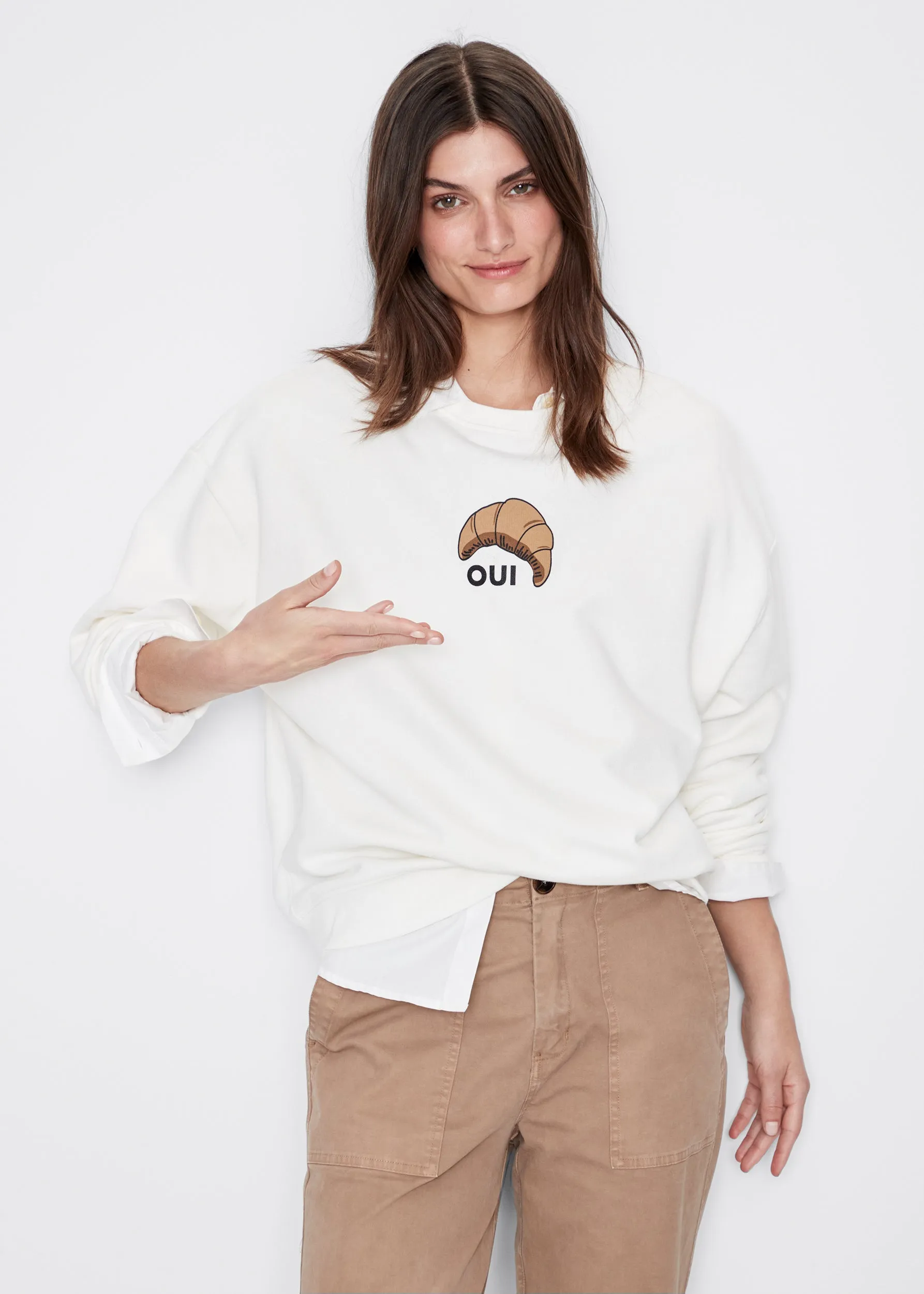 The Oversized OUI Sweatshirt - Cream sold by Kule product image thumbnail 2