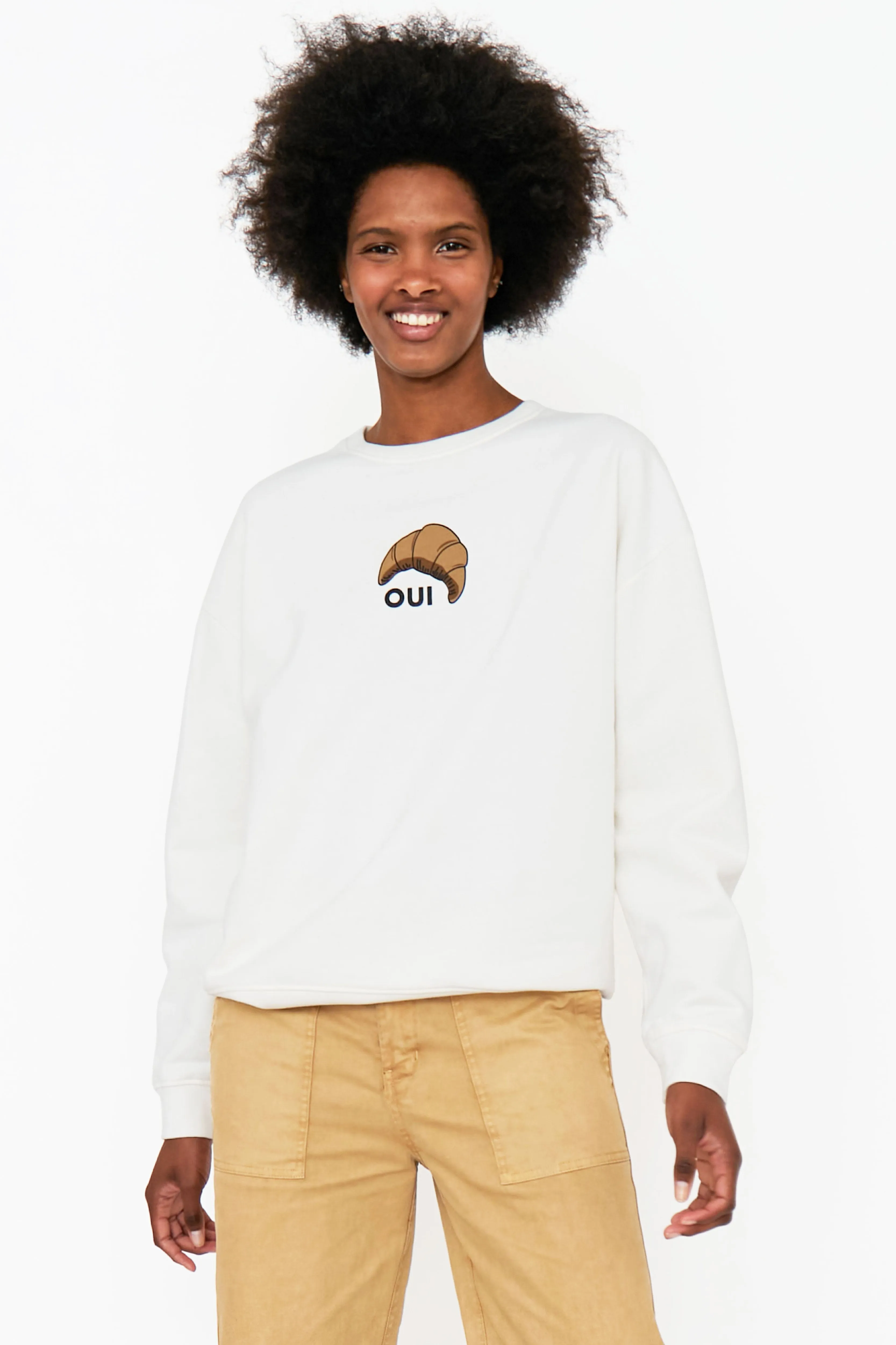 The Oversized OUI Sweatshirt - Cream sold by Kule product image thumbnail 3