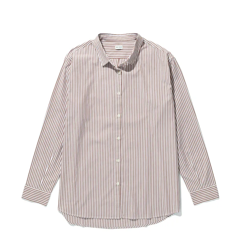 The Hutton Oversized Shirt - Beige/White made by Kule