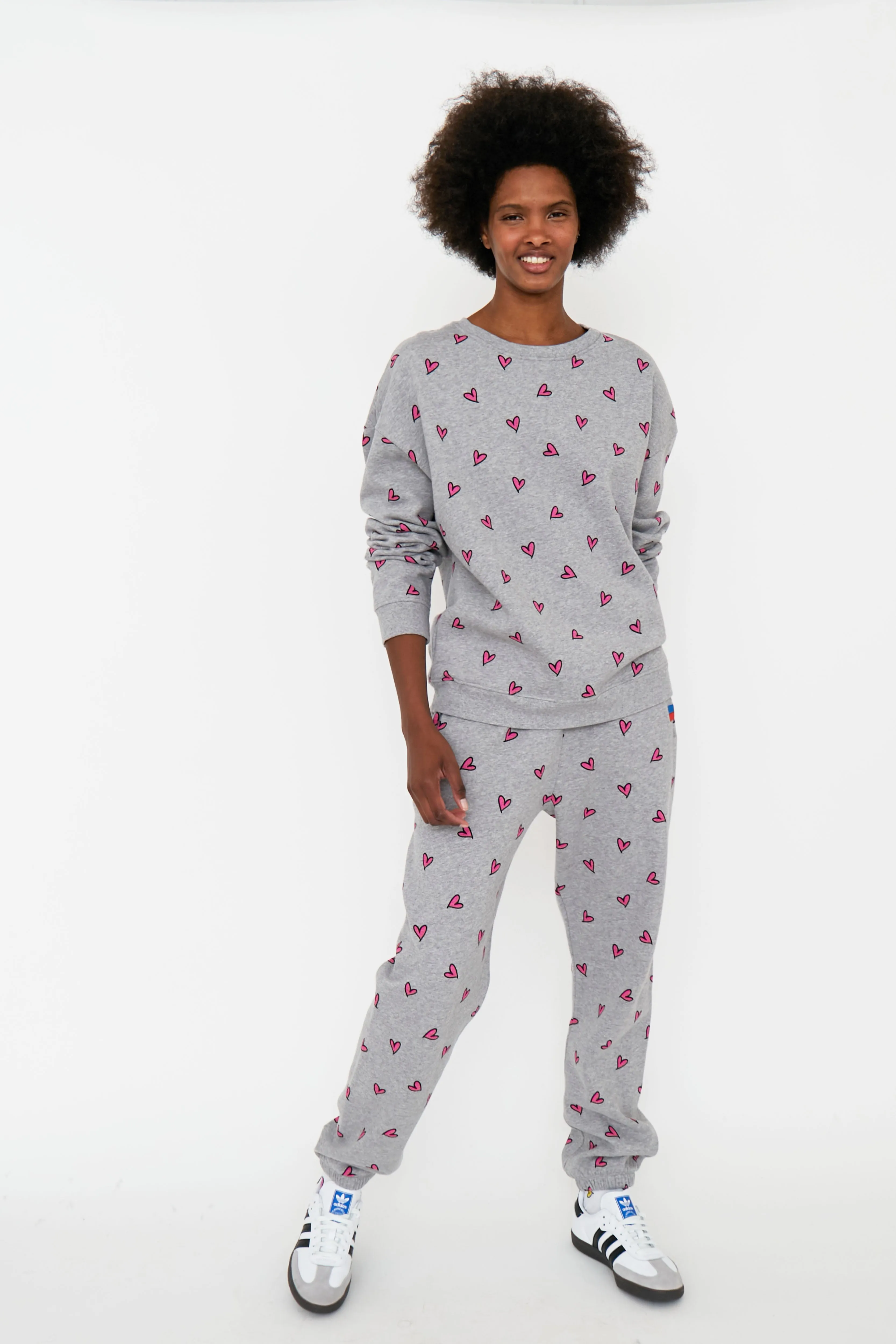 The All Over Heart Sweatpants - Heather Grey/Pink sold by Kule product image thumbnail 3