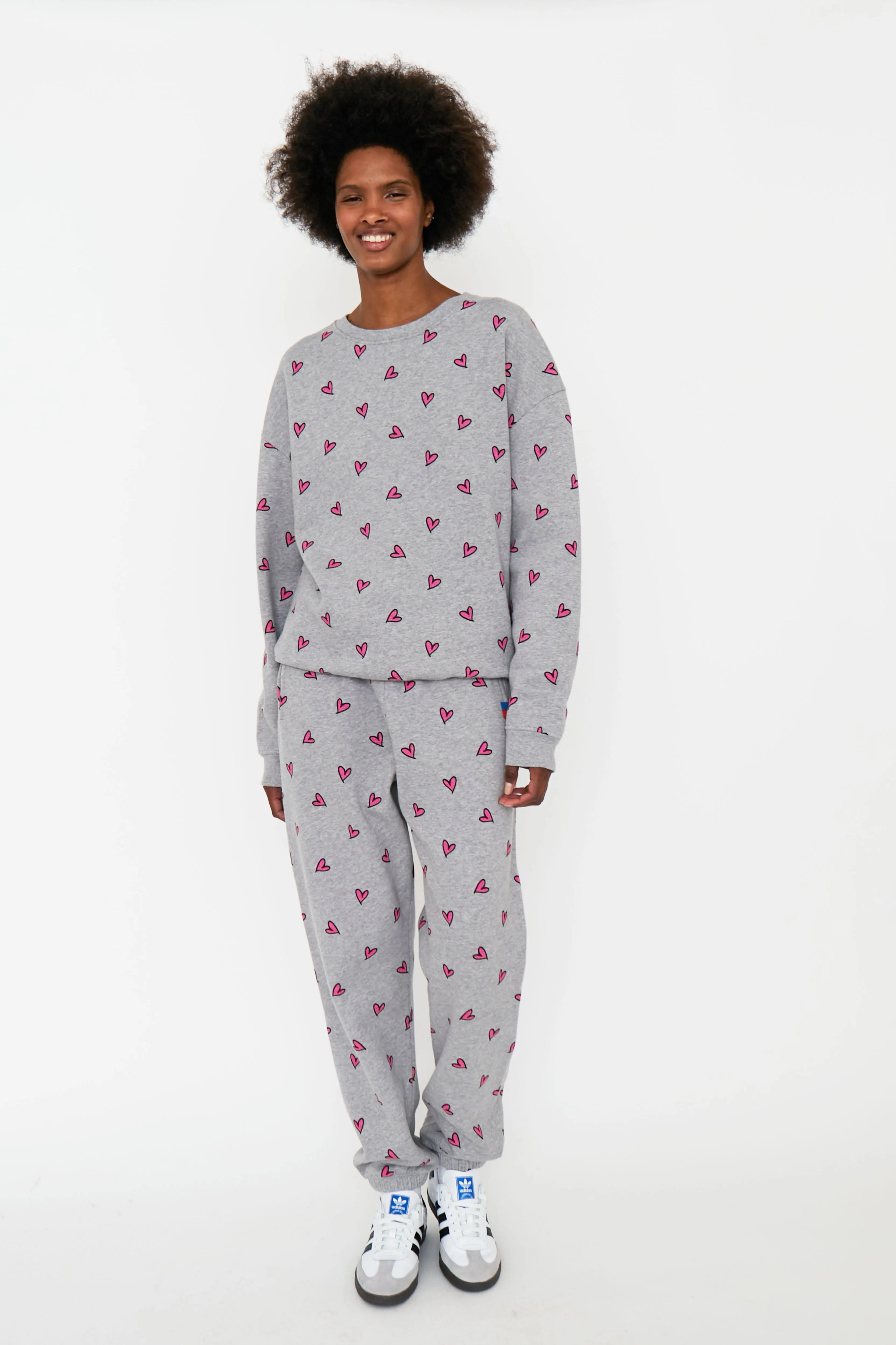The All Over Heart Sweatpants - Heather Grey/Pink sold by Kule product image thumbnail 2