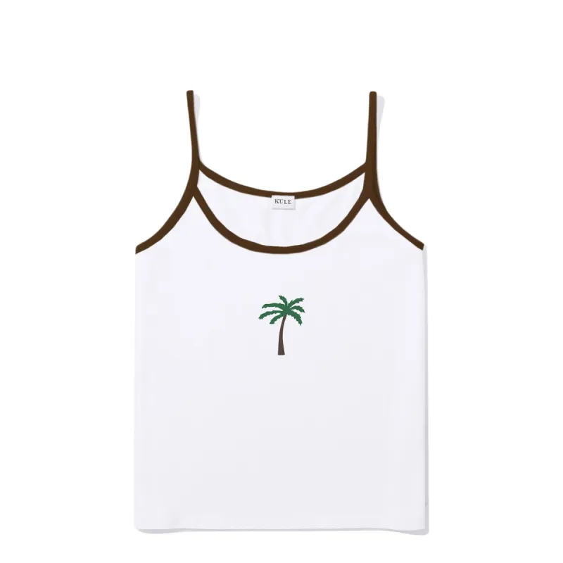 The New Spaghetti Tank Palm Tree - White sold by Kule