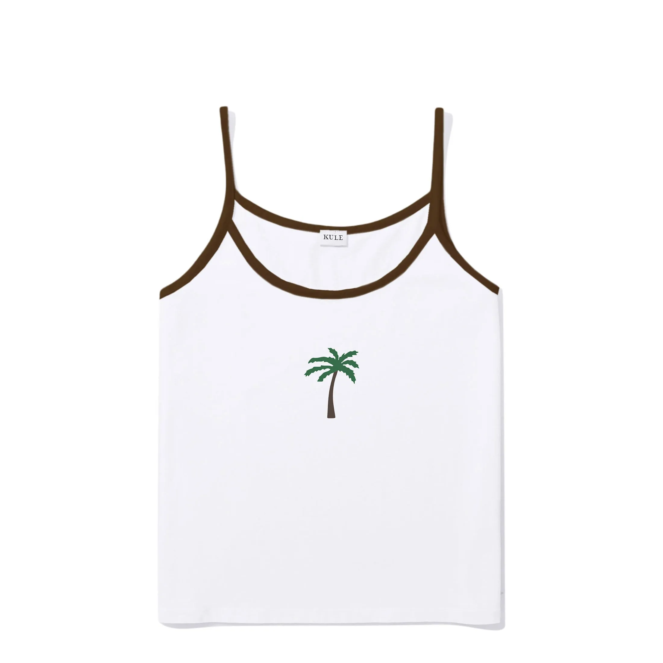 The New Spaghetti Tank Palm Tree - White sold by Kule