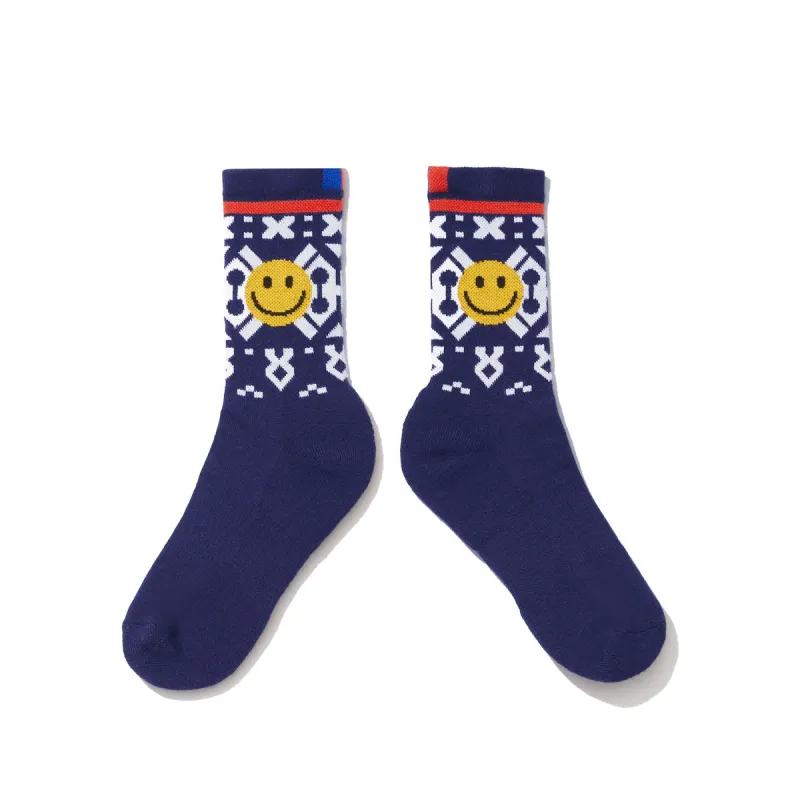 The Women's Fair Isle Smile Sock - Navy sold by Kule