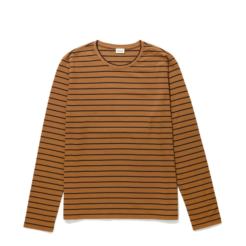 The Modern Long - Vicuna/Navy Pinstripe sold by Kule