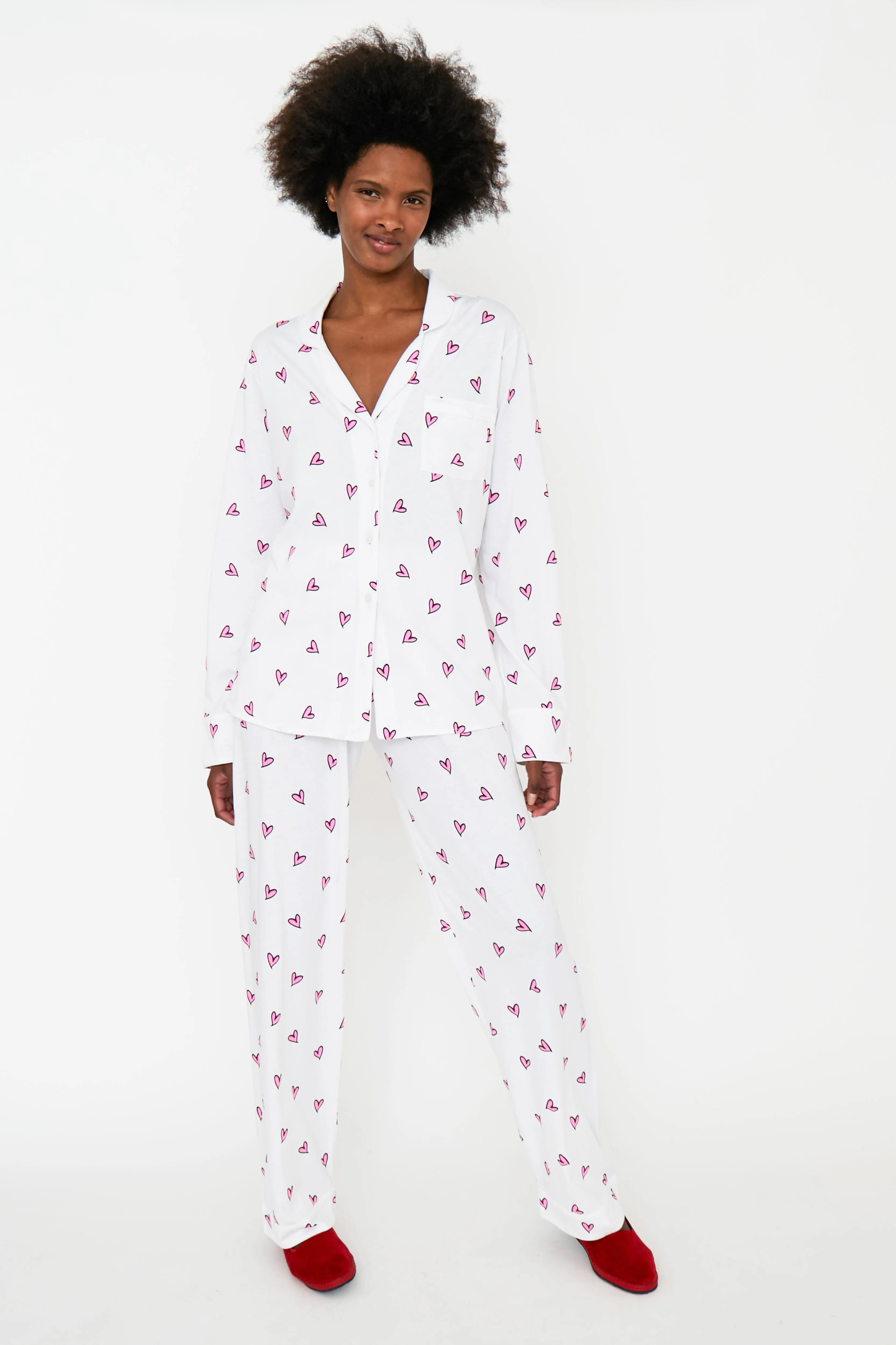 The All Over Heart Long PJ Set - White sold by Kule product image thumbnail 2
