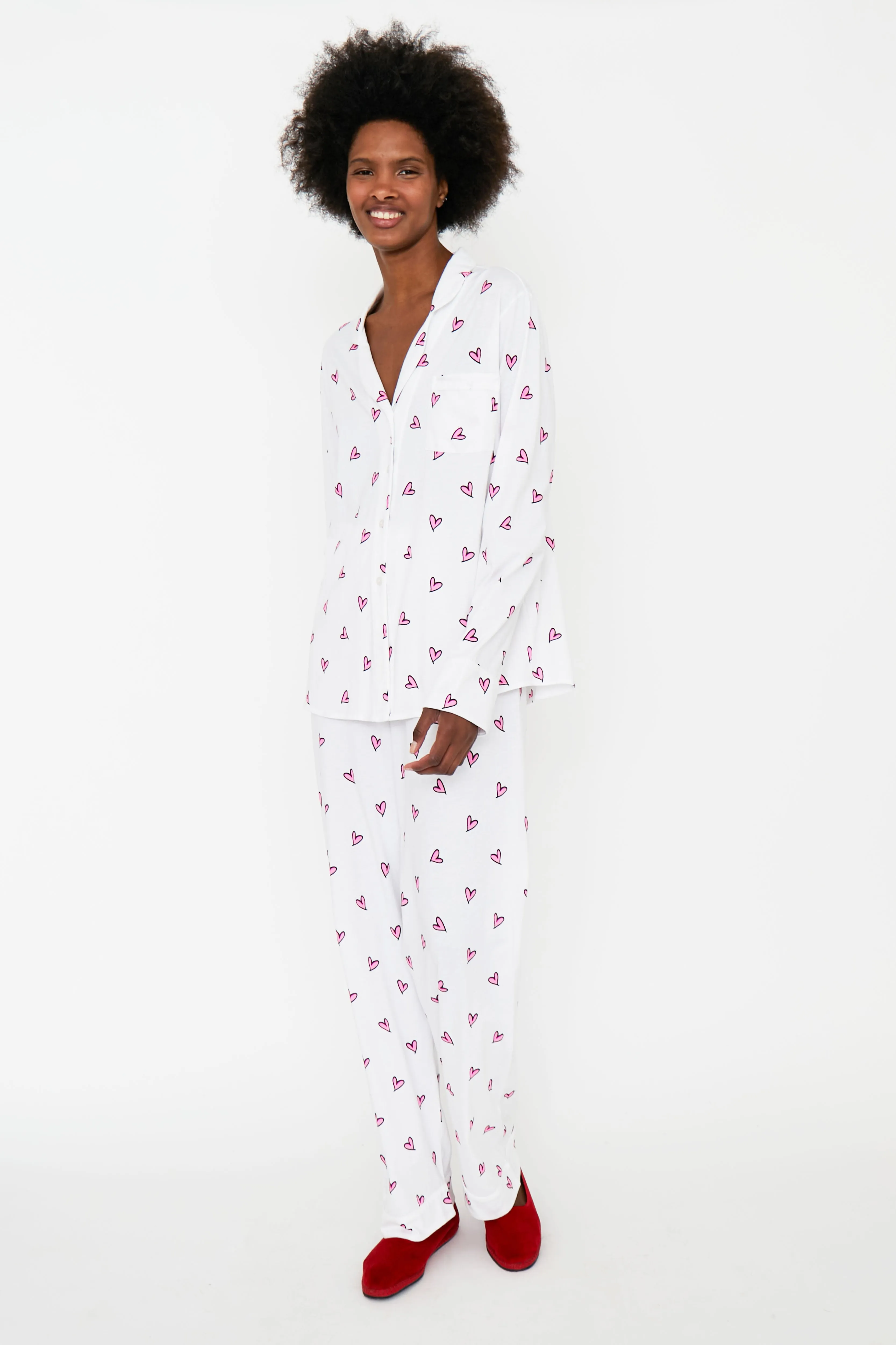 The All Over Heart Long PJ Set - White sold by Kule product image thumbnail 3