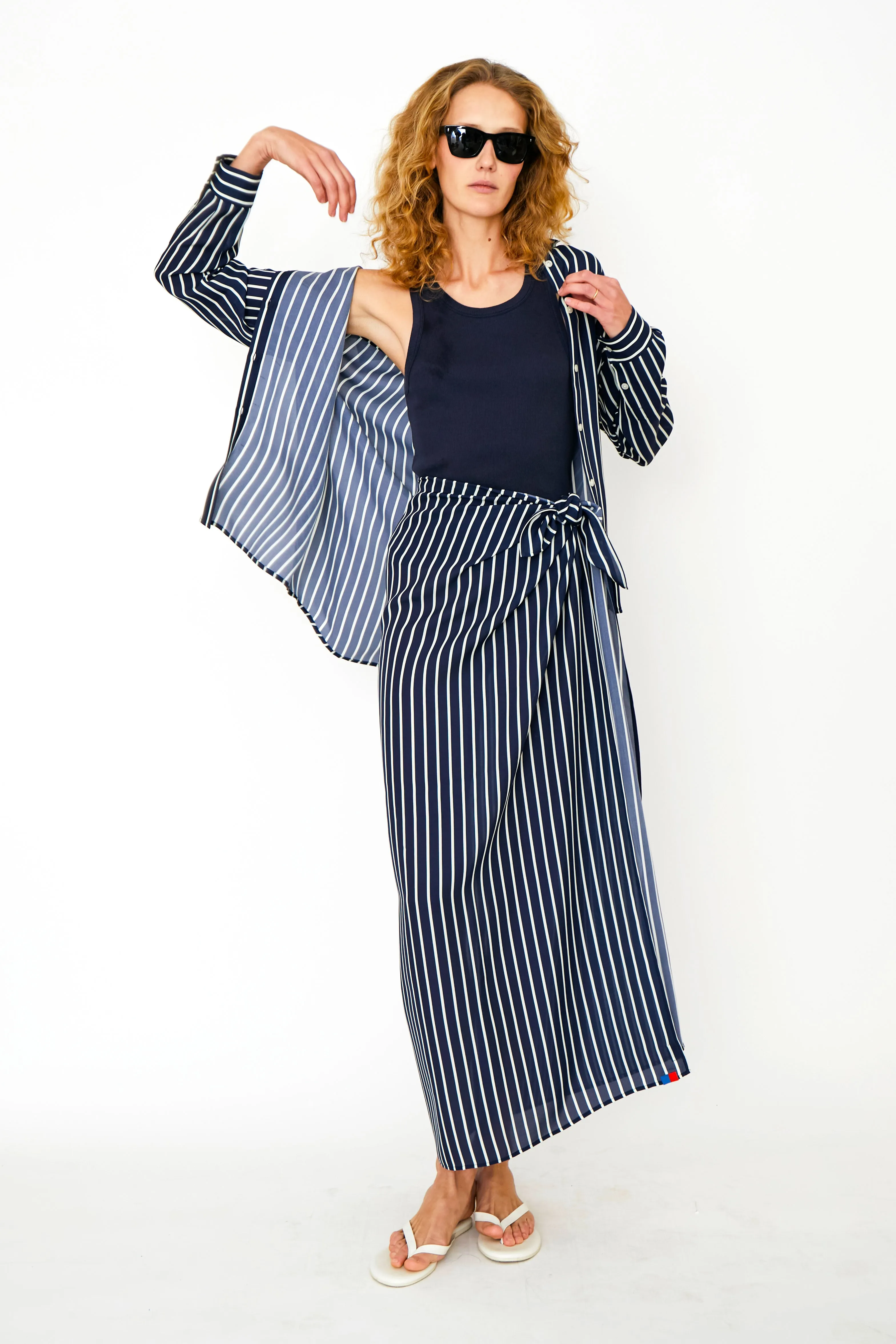 The Silk Elba Pareo - Navy/Cream sold by Kule product image thumbnail 5