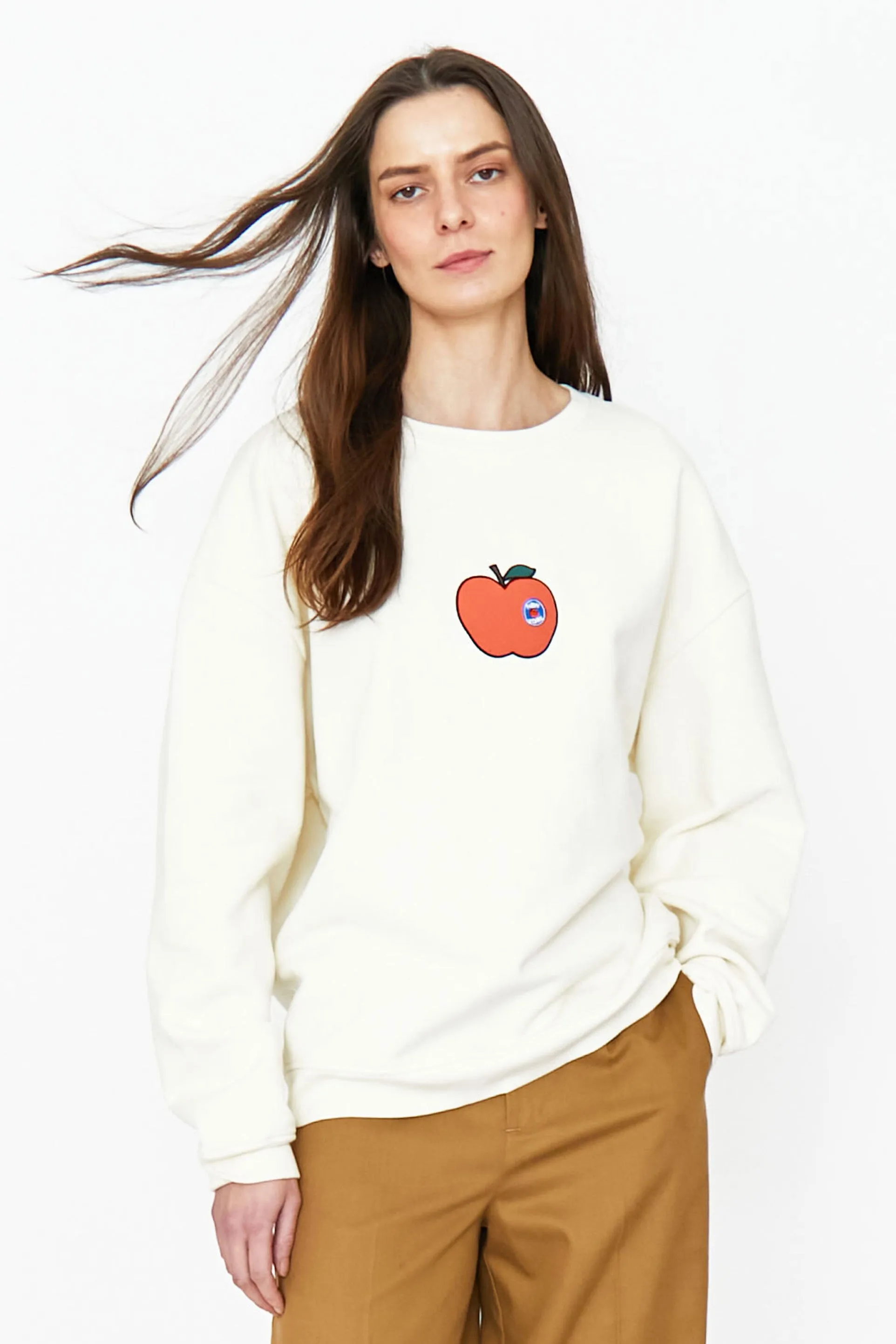 The Oversized Big Apple Sweatshirt - Cream sold by Kule product image thumbnail 2