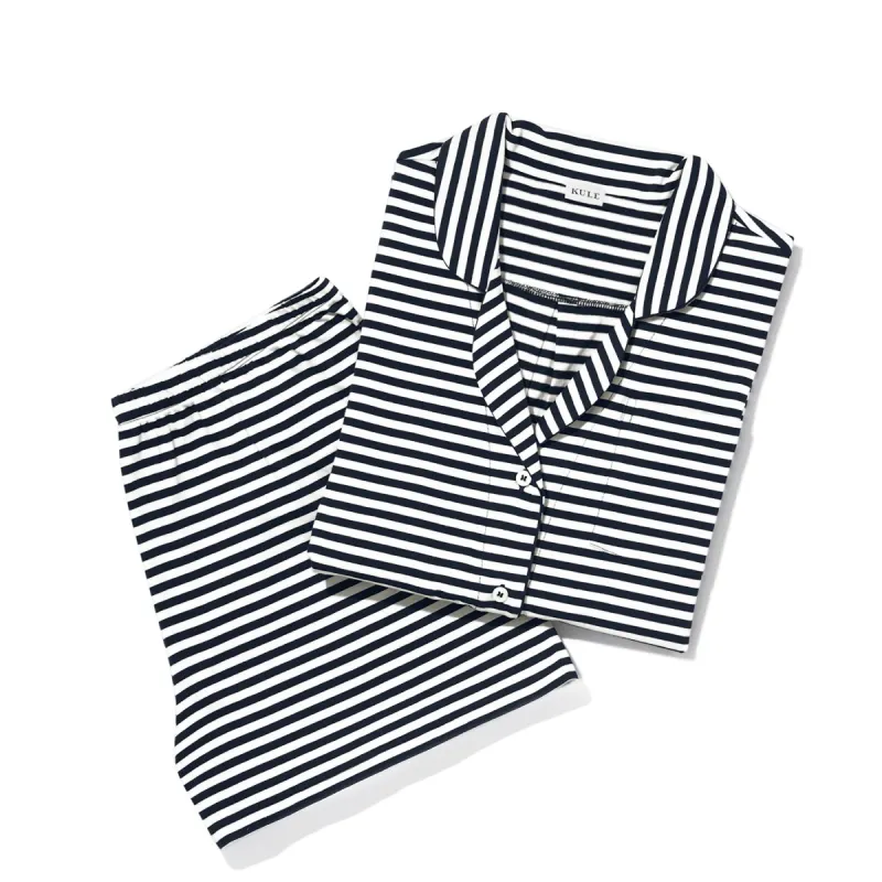 The Short PJ Set - Navy/White sold by Kule