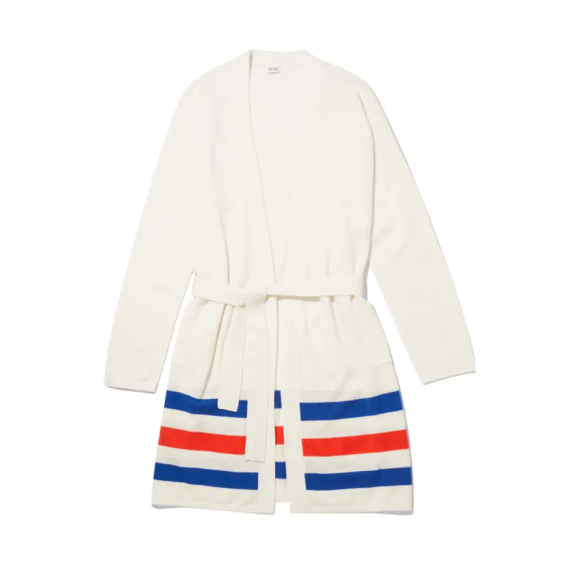 The Cashmere Blend Robe - Cream/Royal Blue/Poppy made by Kule