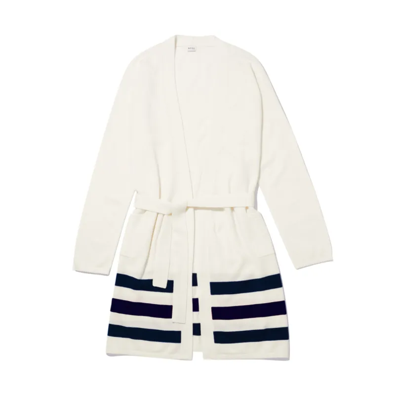 The Cashmere Blend Robe - Cream/Navy made by Kule